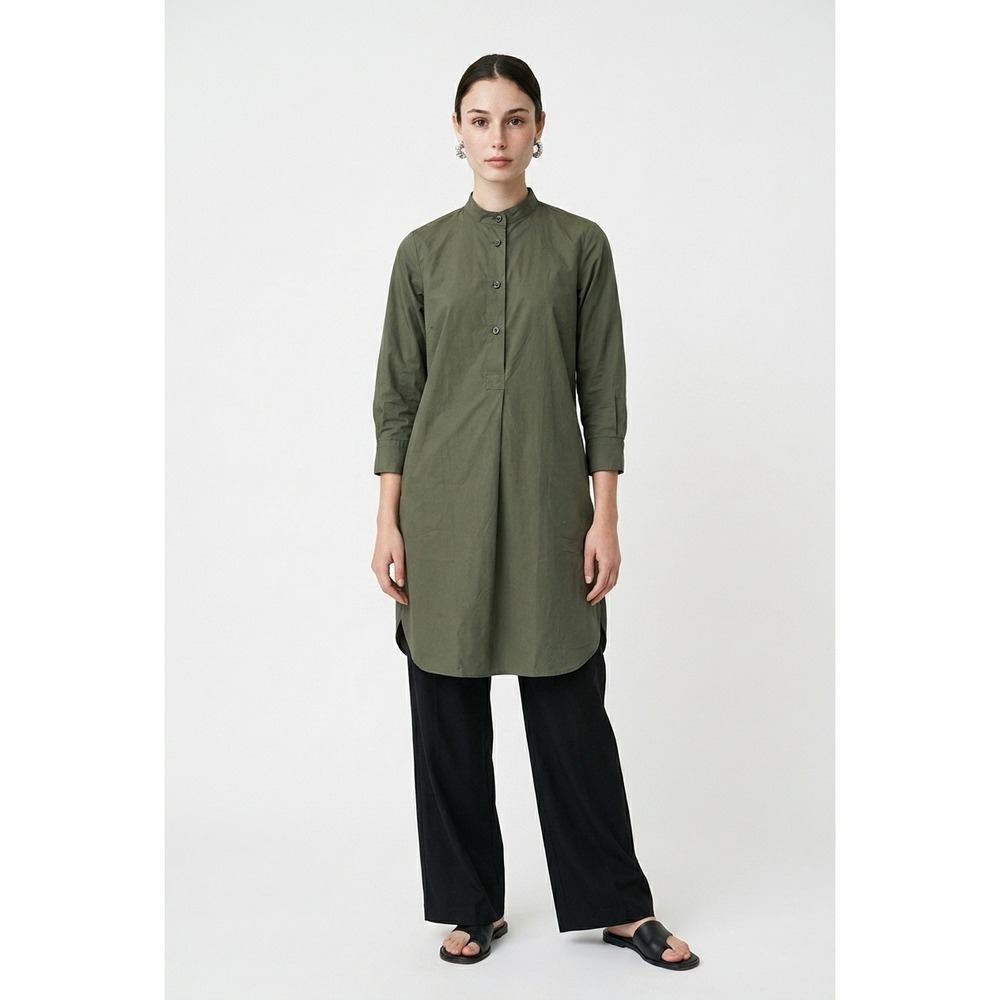 Lareida Parisienne Tunic Dress Top Women 40 (8) Olive Green Lagenlook Minimalist